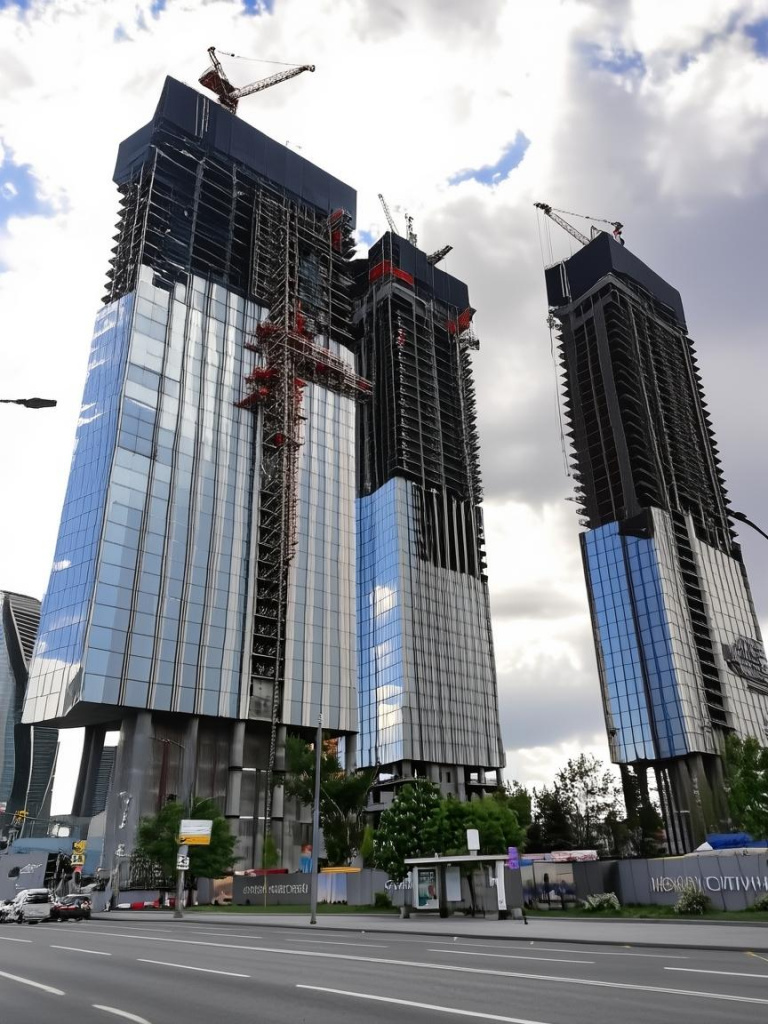 ЖК Capital Towers (Москва) небоскреб стеклянный фасад структурное остекления SANZ и клеевые системы SANZ АЗИАНА ТРЕЙД